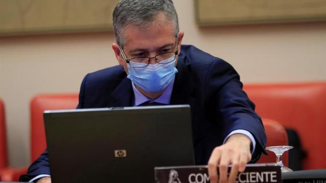 Pablo Hernández de Cos, gobernador del Banco de España, durante su comparecencia en el Congreso.