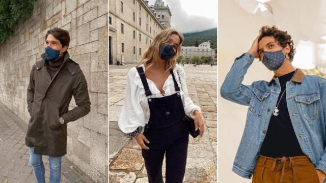 Pablo Castellano, María Pombo y Tomás Páramo, luciendo una mascarilla Maskk.