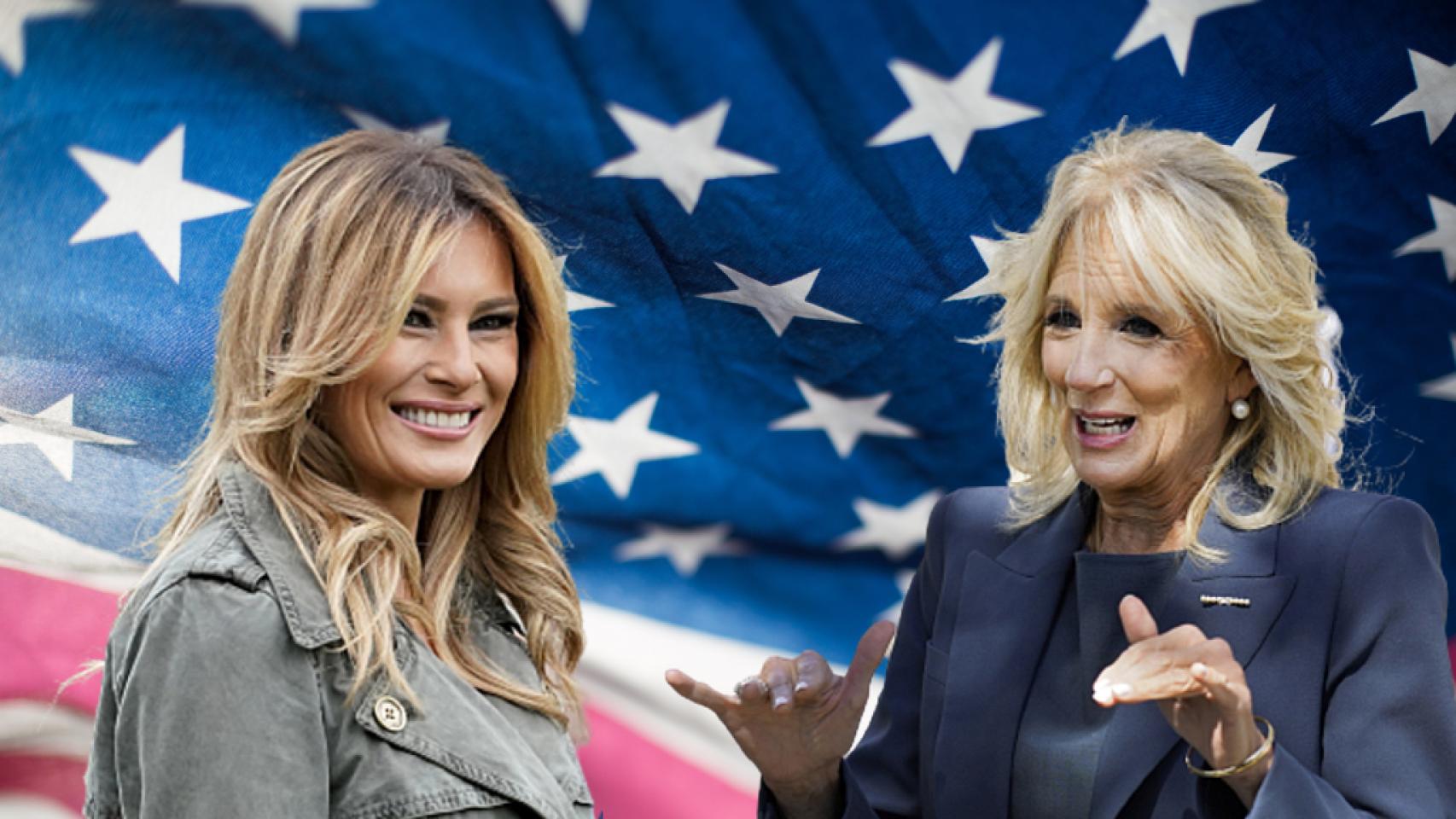 Melania Trump y Jill Biden, en un fotomontaje de JALEOS.