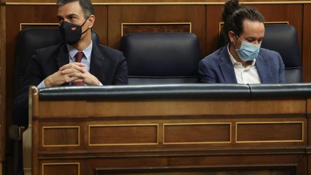 Pedro Sánchez y Pablo Iglesias, en el Congreso.