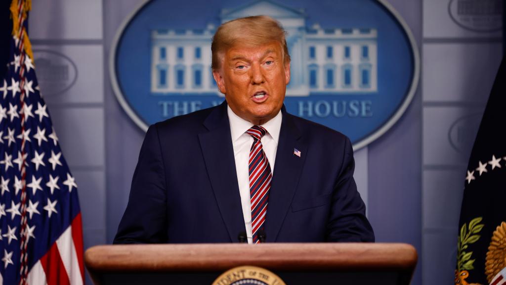 Donald Trump, presidente de Estados Unidos, comparece en la Casa Blanca.