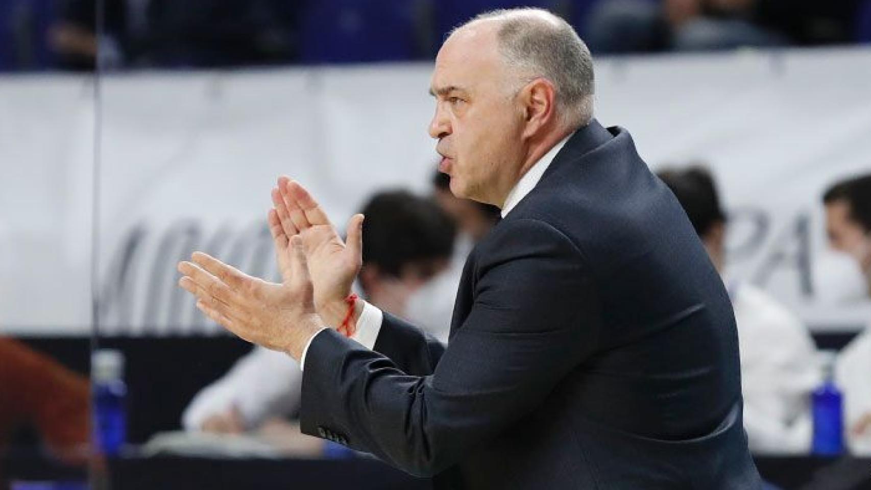 Pablo Laso, en un partido del Real Madrid de Baloncesto