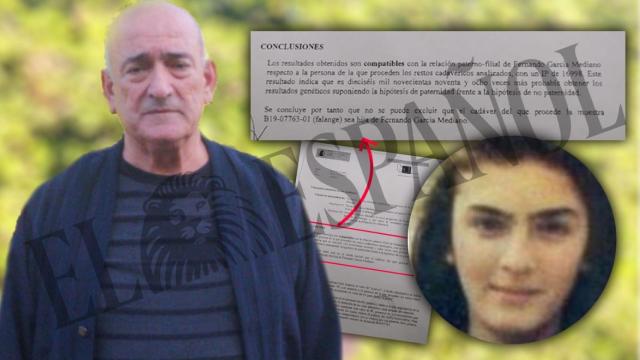 Fernando García, padre de Miriam, en la fotografía más reciente que se le ha tomado, junto al documento que acredita que los restos son de su hija.