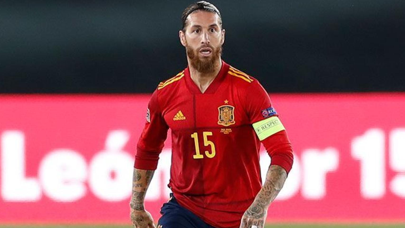 Sergio Ramos, en un partido de la selección española de fútbol