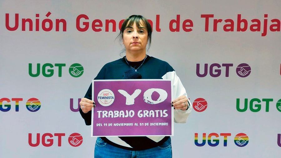 Cristina Antoñanzas, vicesecretaria general de UGT, en la campaña contra la brecha salarial.