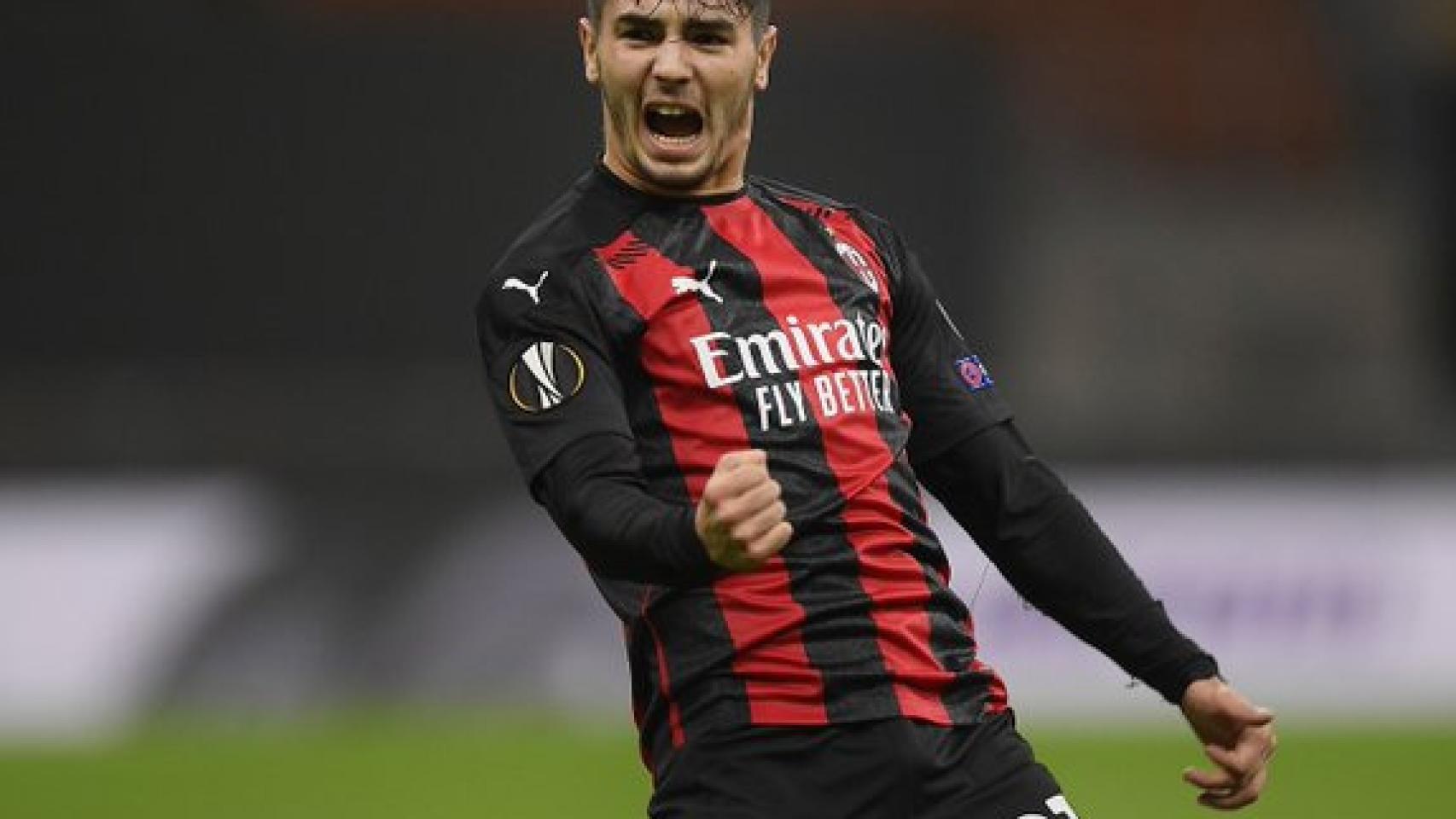 Brahim celebra un gol con el Milan