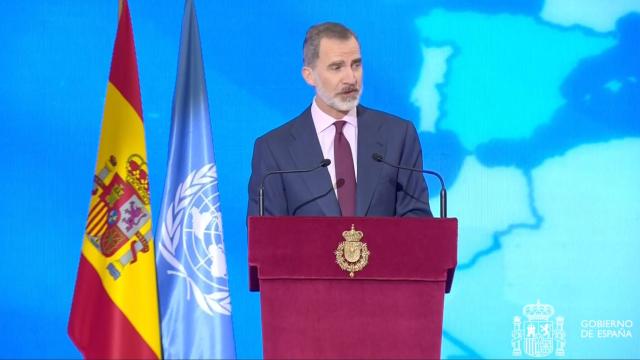 El Rey Felipe VI, durante su discurso en el acto de conmemoración del 75º aniversario de la ONU.