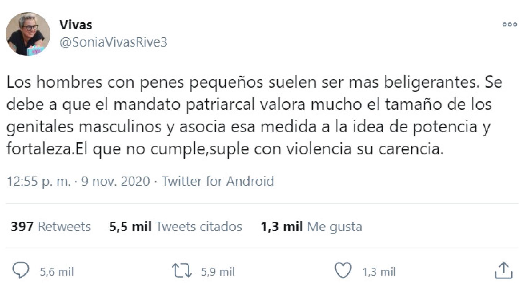 El tuit de Sonia Vivas, concejala de Podemos en el Ayuntamiento de Palma.