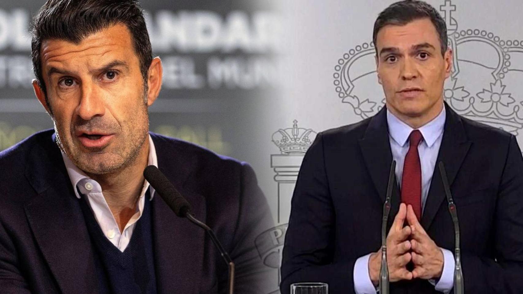 Luis Figo y Pedro Sánchez, en un fotomontaje