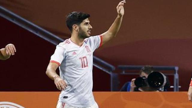 Marco Asensio, en un partido de la selección española