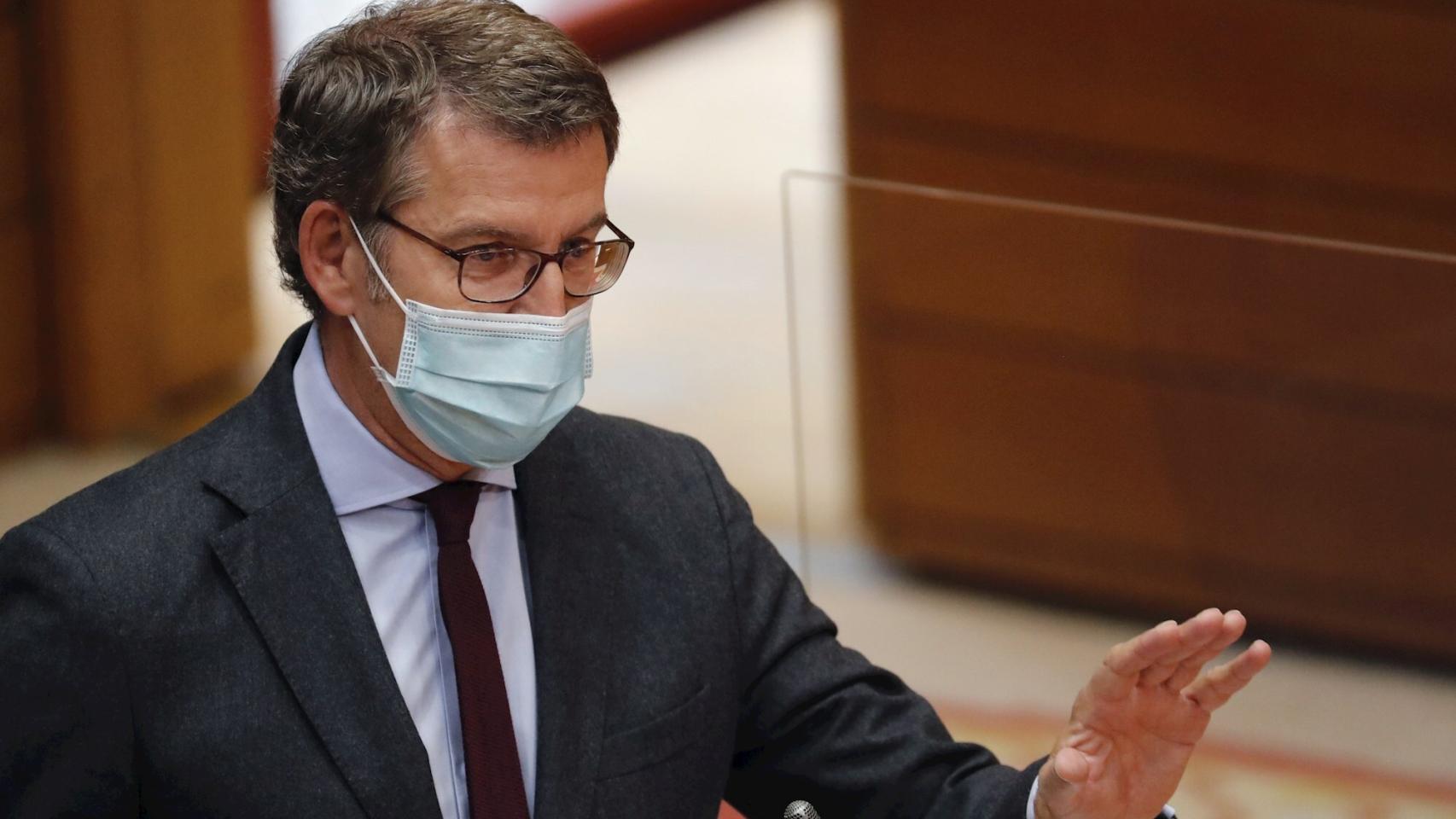 El presidente de la Xunta de Galicia, Alberto Núñez Feijóo, en una intervención ante el Parlamento de Galicia.