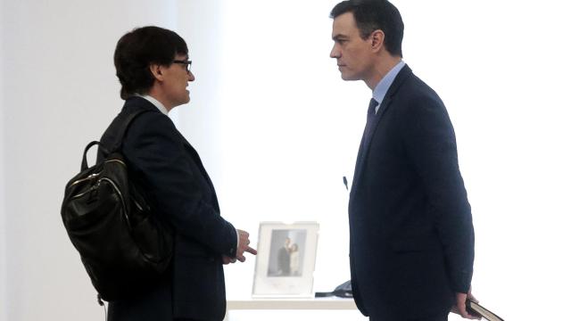 El ministro de Sanidad, Salvador Illa, y el presidente del Gobierno, Pedro Sánchez.