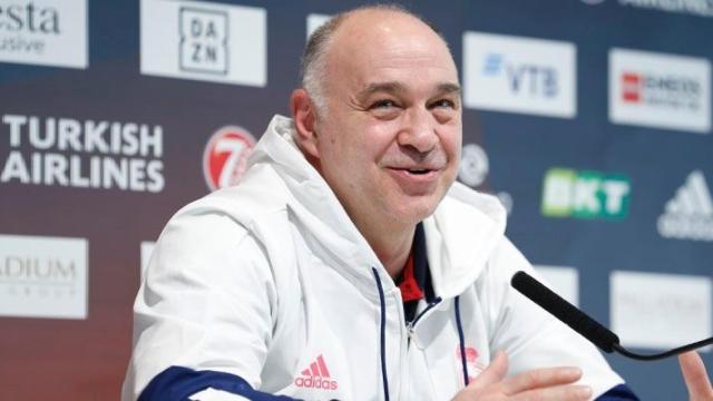 Pablo Laso, durante una rueda de prensa previa a un partido de Euroliga