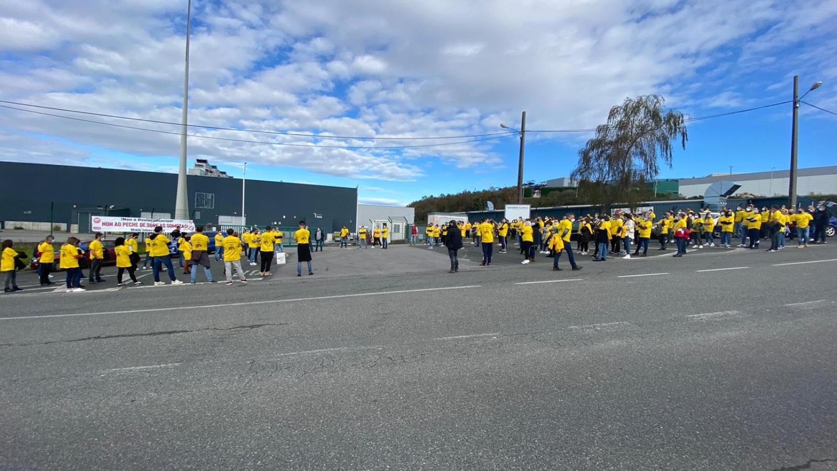 Manifestación en la planta de palas de Somozas de Siemens Gamesa