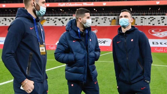 Jugadores de Croacia antes de enfrentarse a Turquía