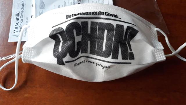 Una de las mascarillas que Gadis reparte a sus clientes.