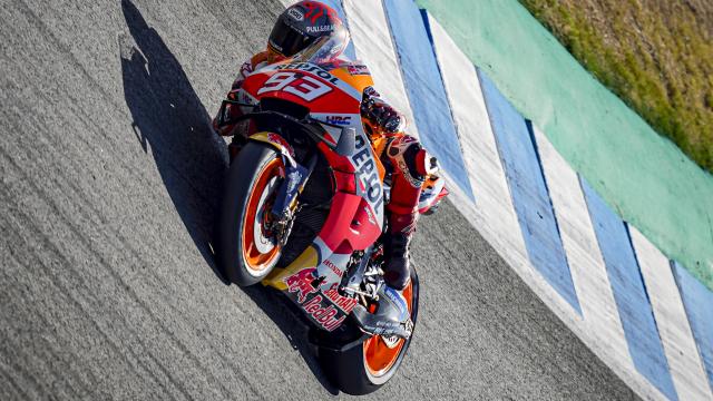 Marc Márquez en el circuito de Jerez en la temporada 2020, antes de su lesión.