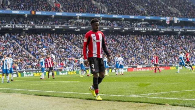 Iñaki Williams, en el partido ante el Espanyol en el RCDE Stadium