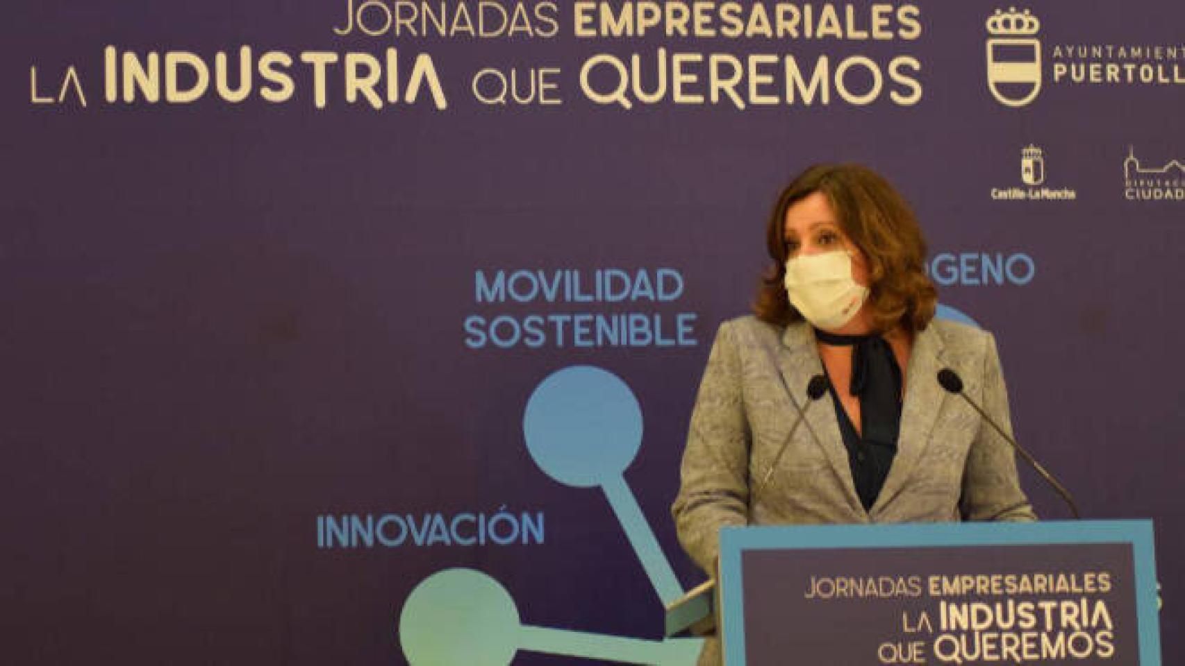 La consejera de Economía y Empleo, Patricia Franco, este lunes en la localidad ciudadrealeña de Puertollano