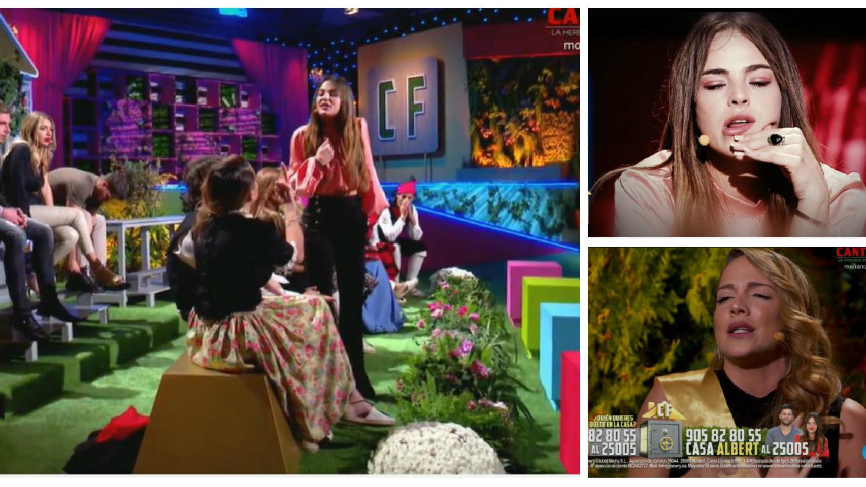Samira y Marta Peñate en tres momentos de su enfrentamiento en 'La casa fuerte 2'.