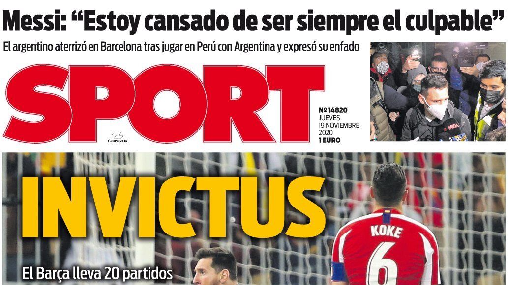 Portada Sport (19/11/20)
