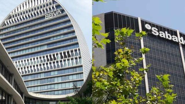 Sedes de BBVA y Banco Sabadell.