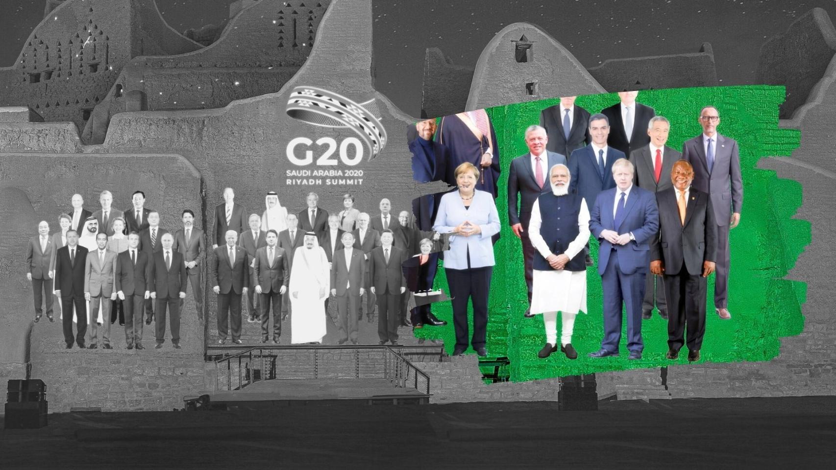 Pedro Sánchez sin piernas en la Cumbre del G20.