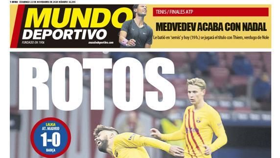 La portada del diario Mundo Deportivo (22/11/2020)