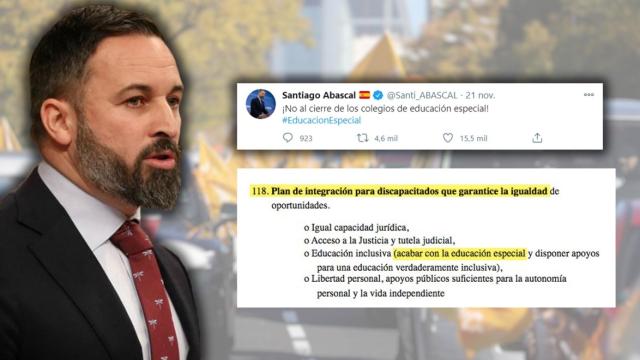 Santiago Abascal frente al programa de Vox en 2016.