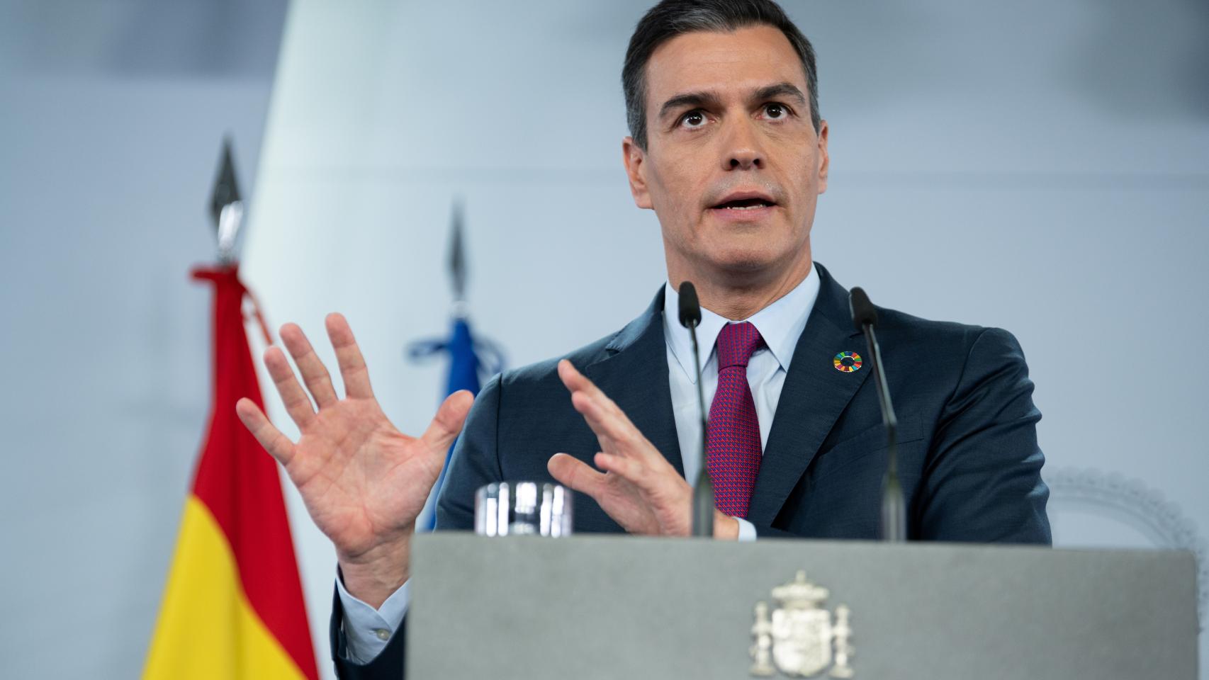 Pedro Sánchez durante la rueda de prensa que ha ofrecido tras la reunión del G20.