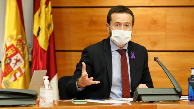 José Luis Escudero, consejero de Desarrollo Sostenible de Castilla-La Mancha, este miércoles en comparecencia en las Cortes regionales