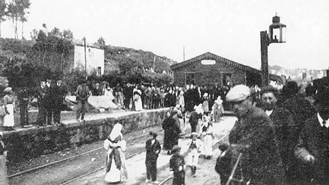 La Estación de Cornes, en Conxo, en 1909.