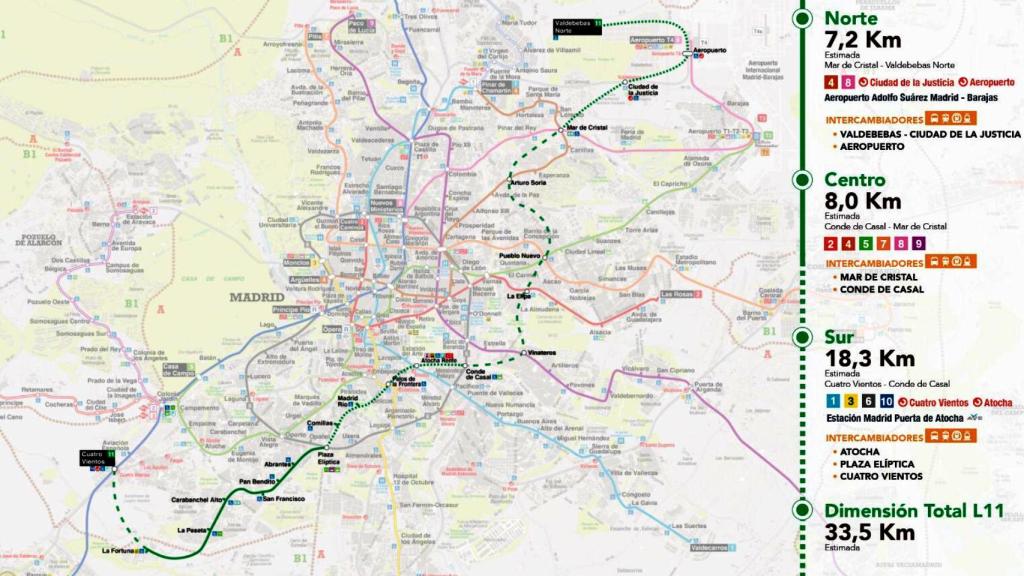 Mapa de la nueva línea 11.