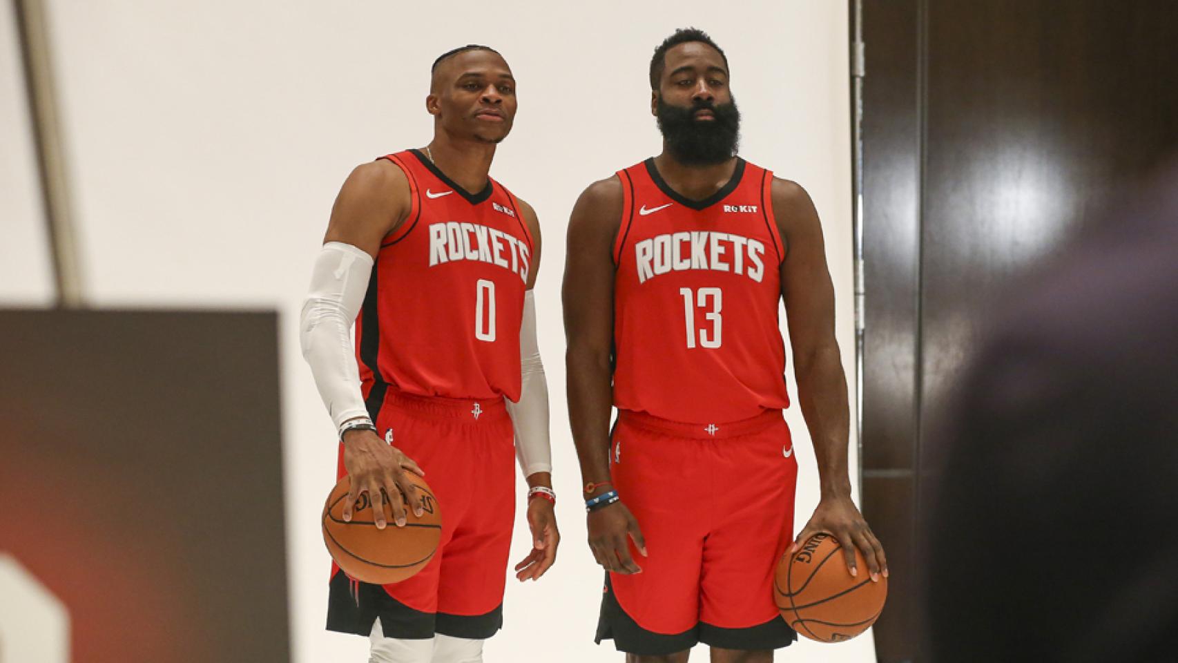 Russell Westbrook y James Harden, con los Houston Rockets