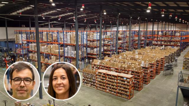 Javier de la Rosa y Reme Navarro, dos de los fundadores de Mifarma, y su nuevo almacén.