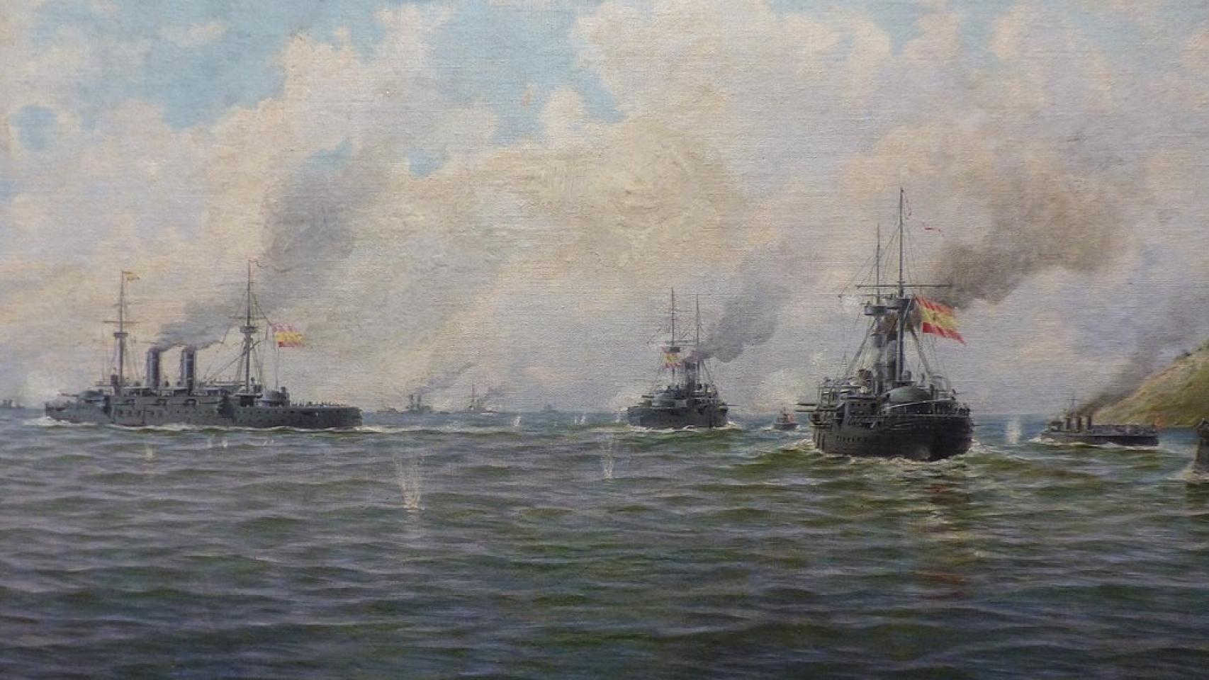 Combate en Santiago de Cuba. Un cuadro de Ildefonso Sanz Doménech.