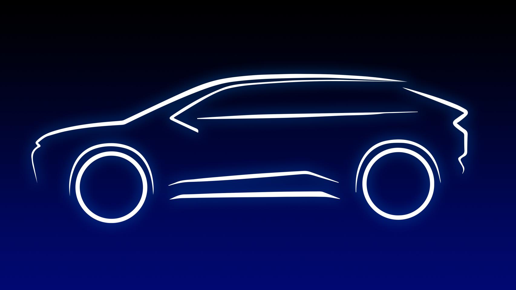 Silueta del nuevo SUV 100% eléctrico de Toyota.