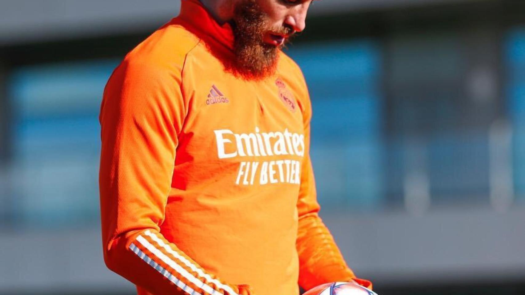 Sergio Ramos durante un entrenamiento