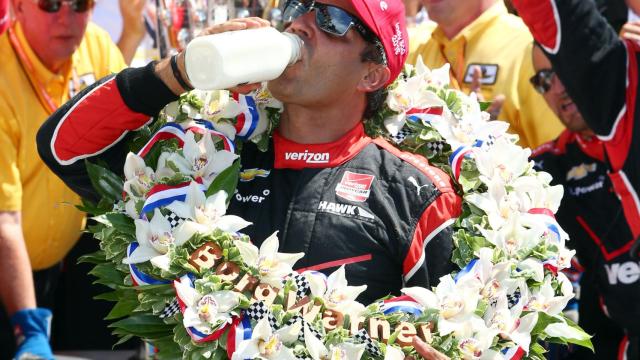 Juan Pablo Montoya, tras ganar las 500 millas de Indianapolis en 2015