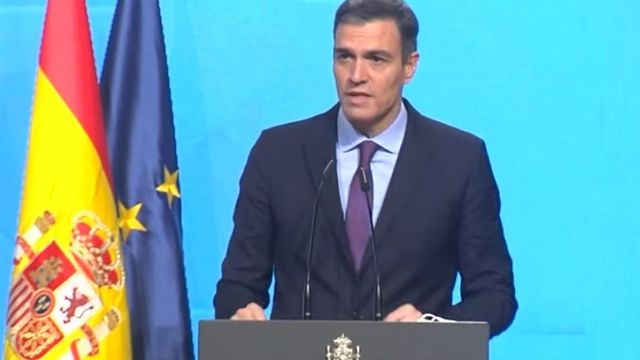 Pedro Sánchez, Presidente del Gobierno, durante la presentación del Programa Misiones de Ciencia e Innovación, en el Museo de Ciencia y Tecnología (MUNCYT), en Alcobendas (Madrid).
