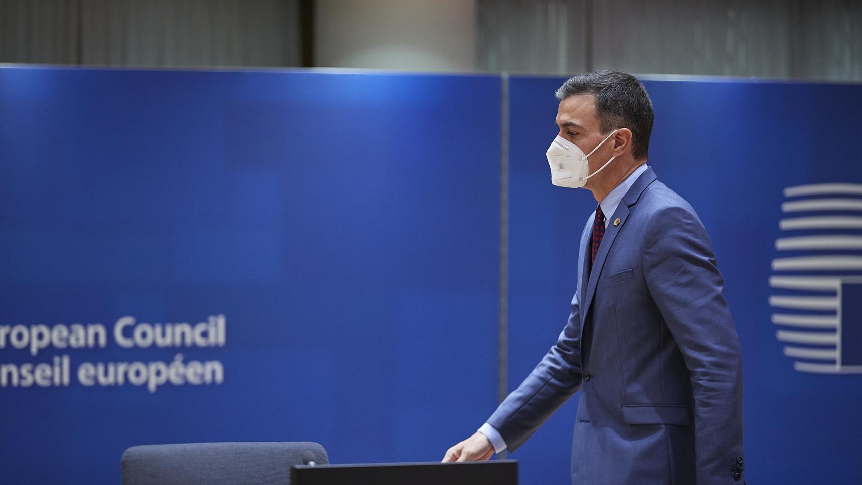 El presidente del Gobierno, Pedro Sánchez, durante el Consejo Europeo de este jueves