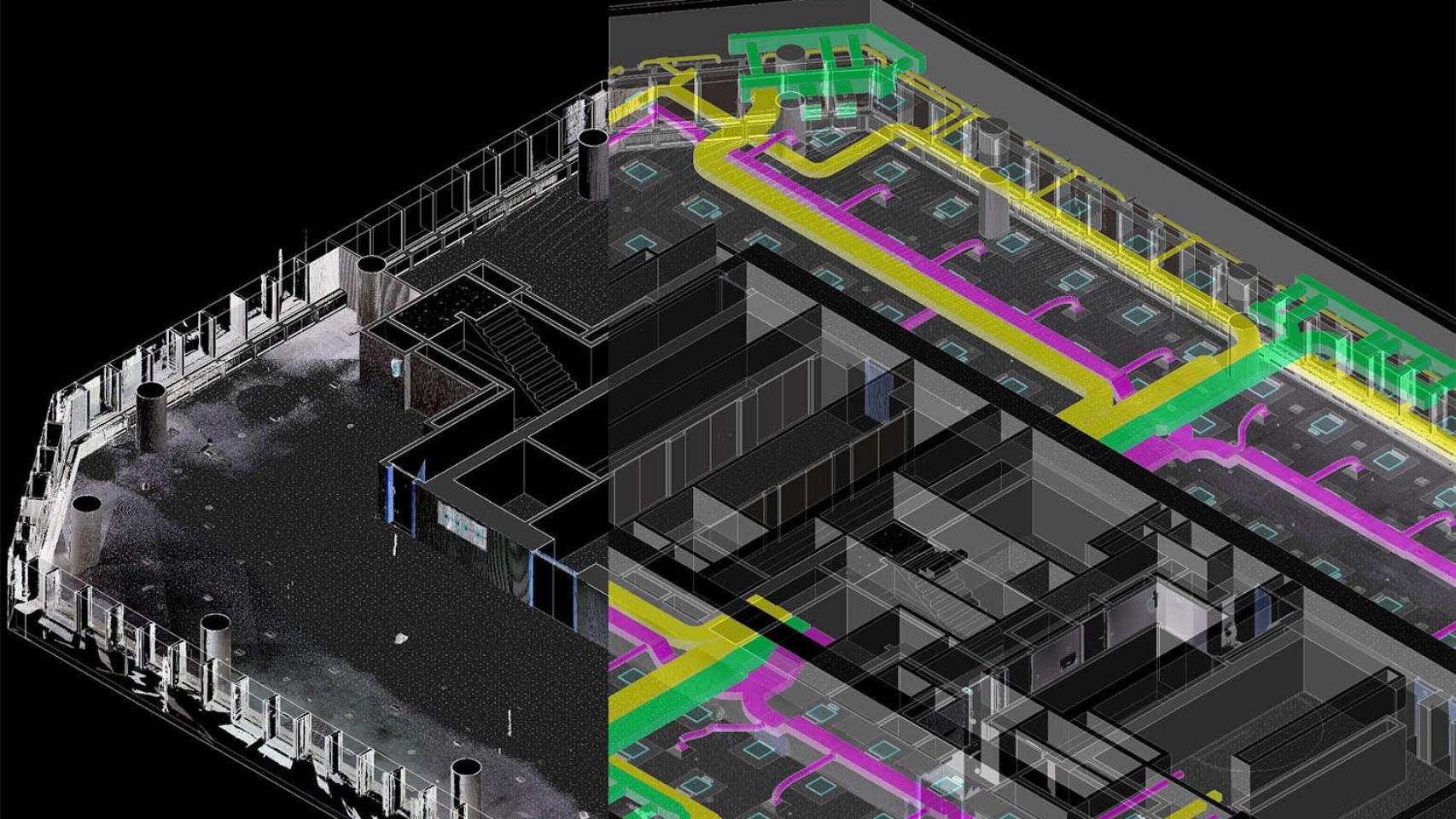Uno de los gemelos digitales de un edificio, obtenido con la tecnología de Dsign Cloud