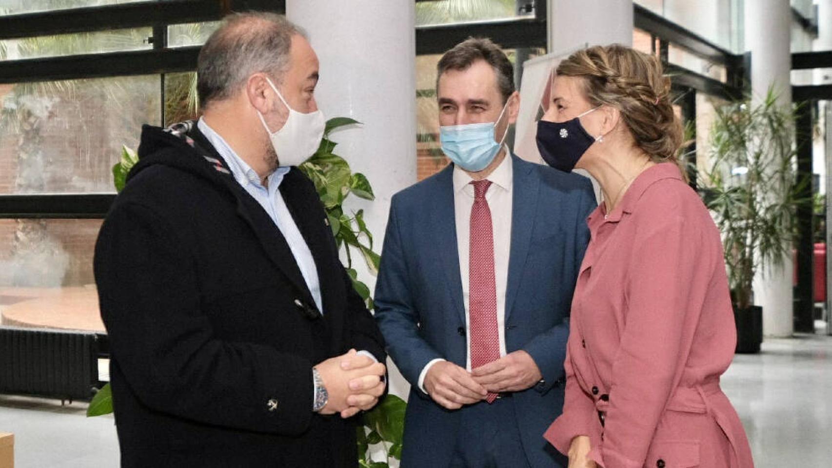 Garde, Tierraseca y Díaz, de izquierda a derecha, este lunes en Albacete