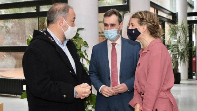Garde, Tierraseca y Díaz, de izquierda a derecha, este lunes en Albacete