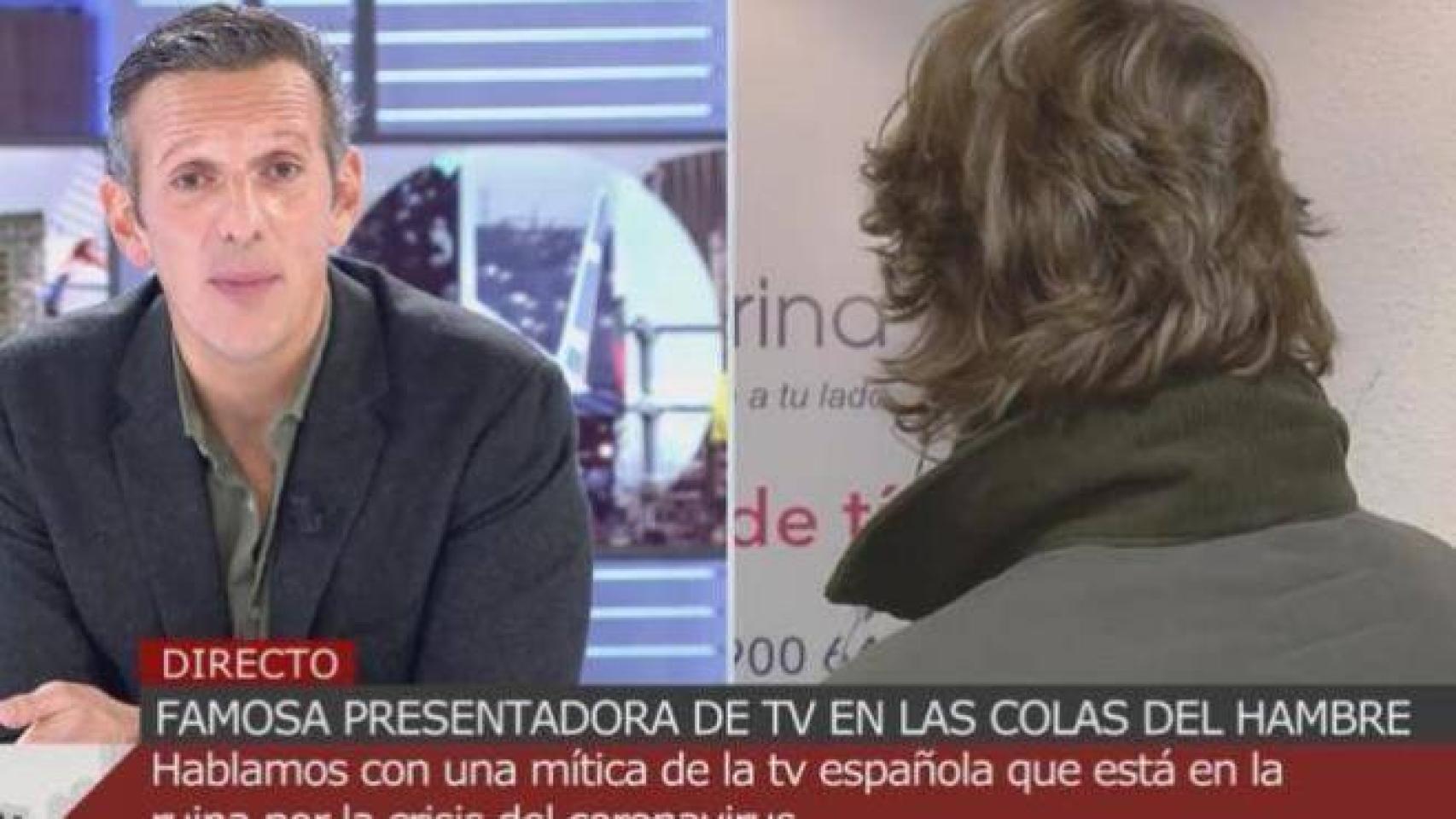 Joaquín Prat en Cuatro con la presentadora que no quiso dar su nombre y se encuentra arruinada