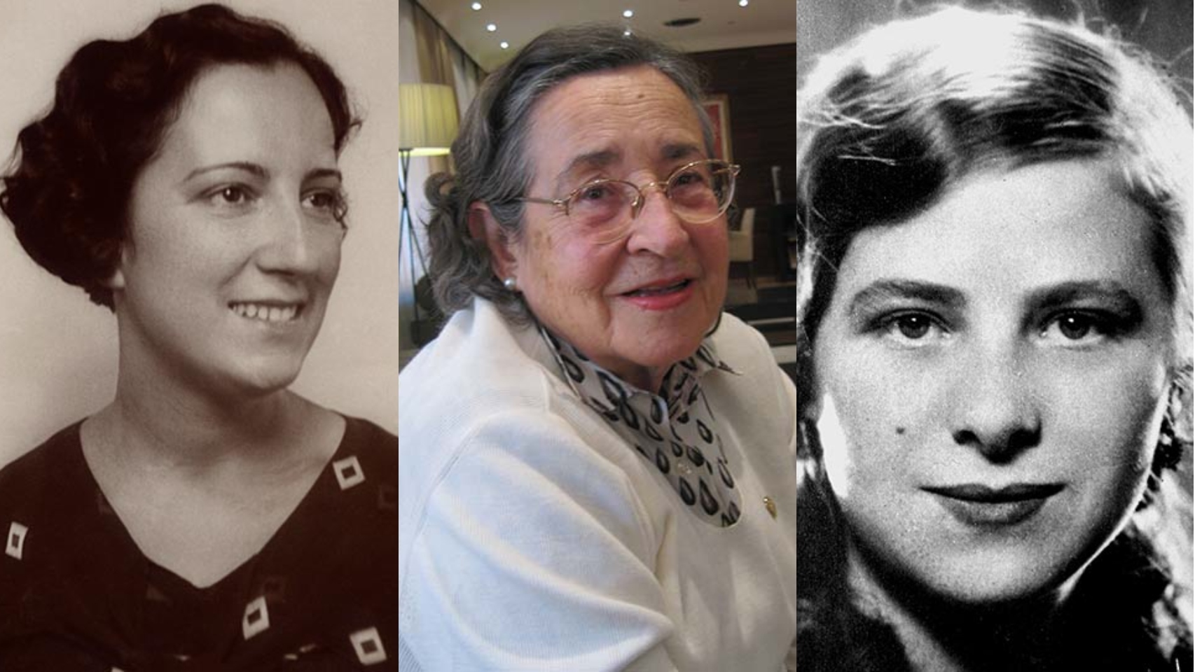 Por orden, las aqueólogas: Olimpia Arozena, Ana María Muñoz y Encarna Cabré.