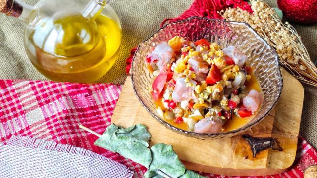 Salpicón de langostinos, berberechos y navajas