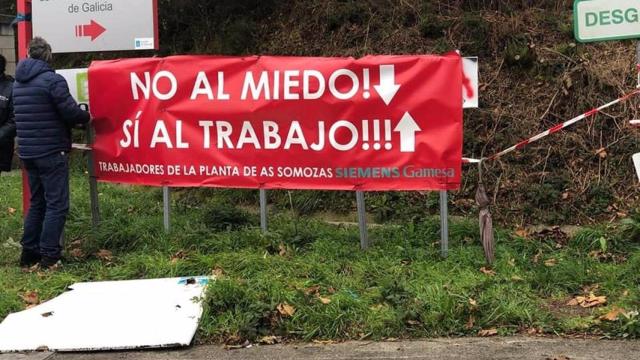 Una de las protestas de los operarios de Siemens Gamesa en As Somozas.