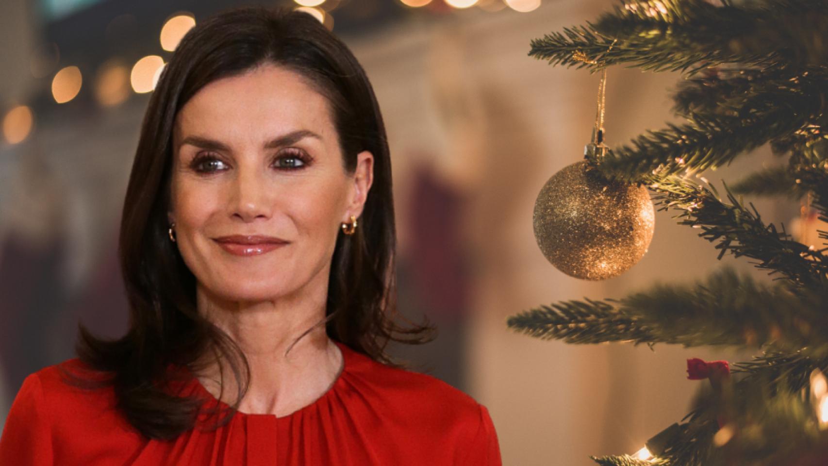 Letizia, durante la Navidad, en un fotomontaje de JALEOS.