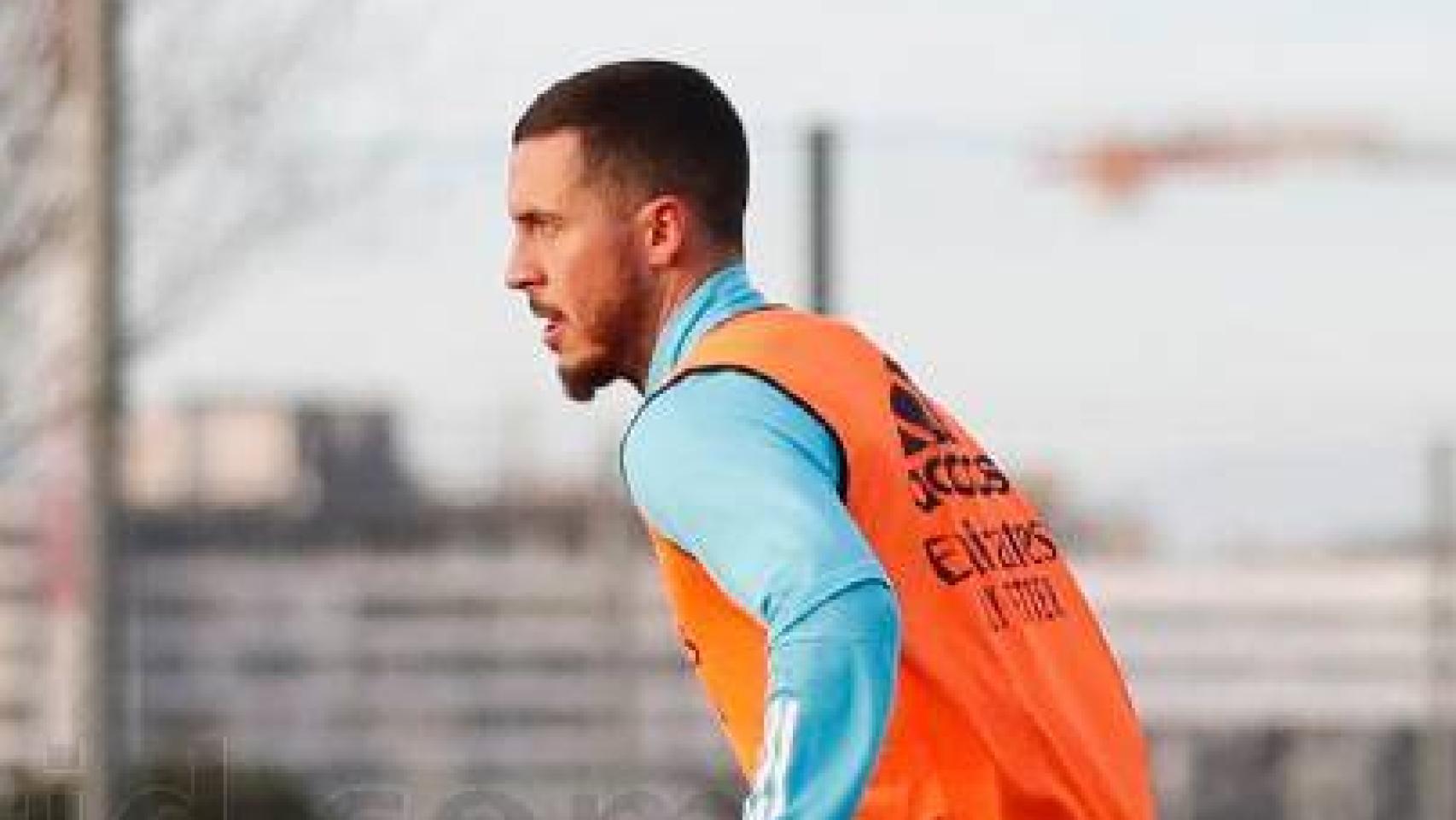 Hazard, Ferland Mendy y Carvajal, en el entrenamiento del Real Madrid